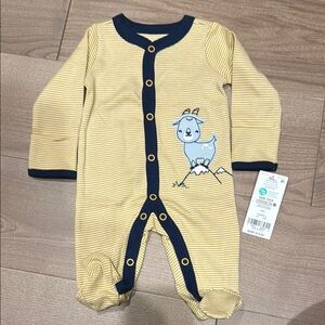 Carter's Yellow and Blue Footed One Piece with Dinosaur Design